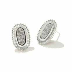Kendra Scott Baguette Ellie Stud Earrings - Rhd 080 in Silver - women
