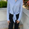 Lola & Sophie Tie-Front Blouse in Chambray - women