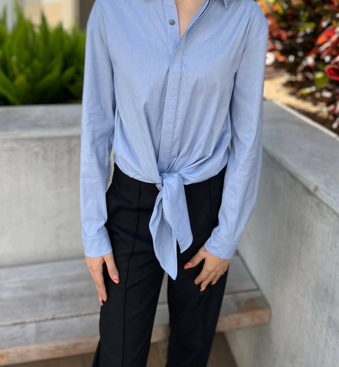 Lola & Sophie Tie-Front Blouse in Chambray - women 3 Lola & Sophie Tie-Front Blouse in Chambray - women