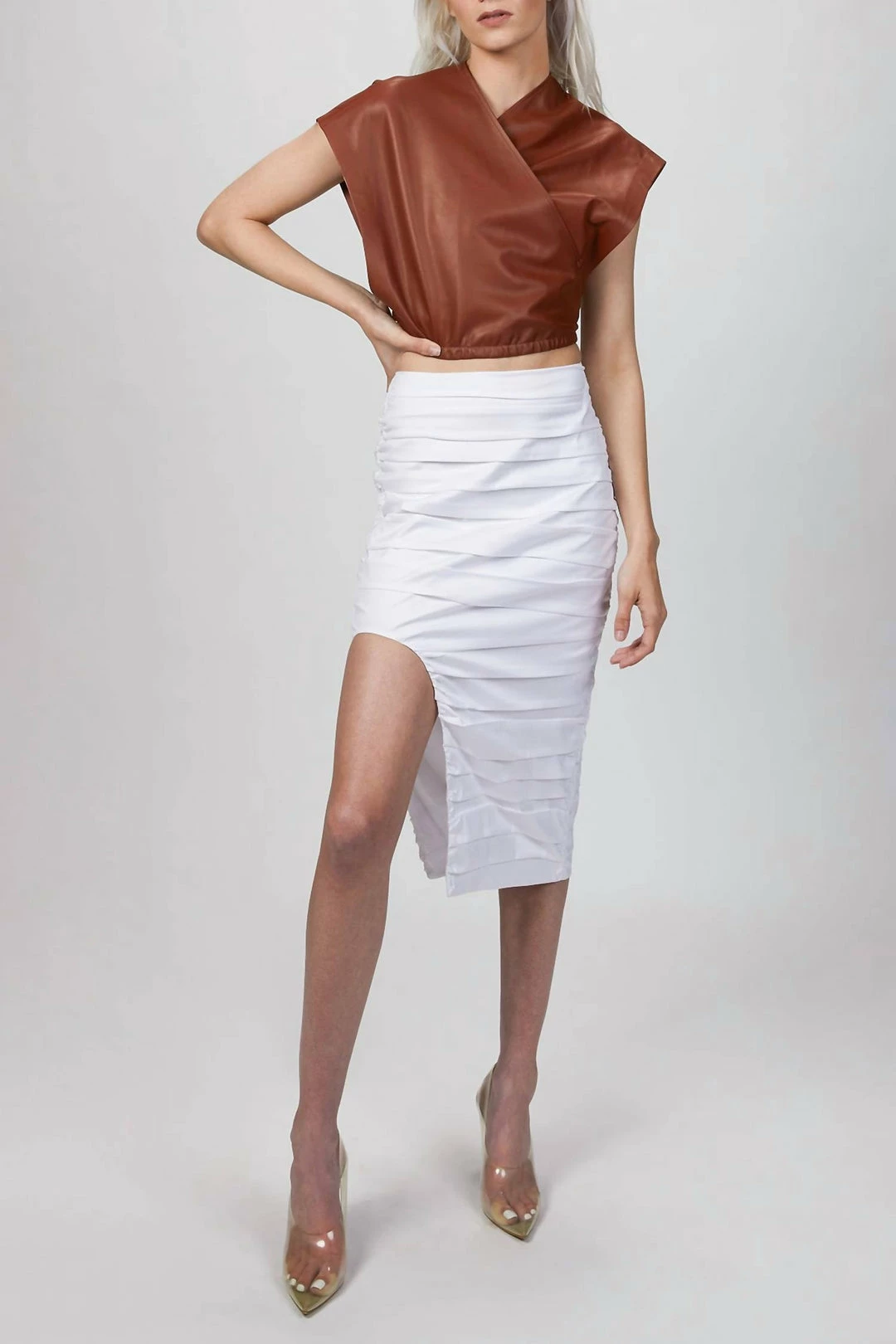 Zeynep Arcay Ruched Midi Skirt in White - women 3 Zeynep Arcay Ruched Midi Skirt in White - women