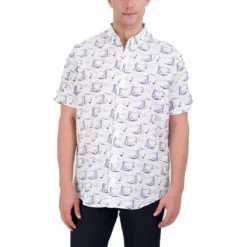 Club Room Mens Linen Blend Printed Button-Down Shirt