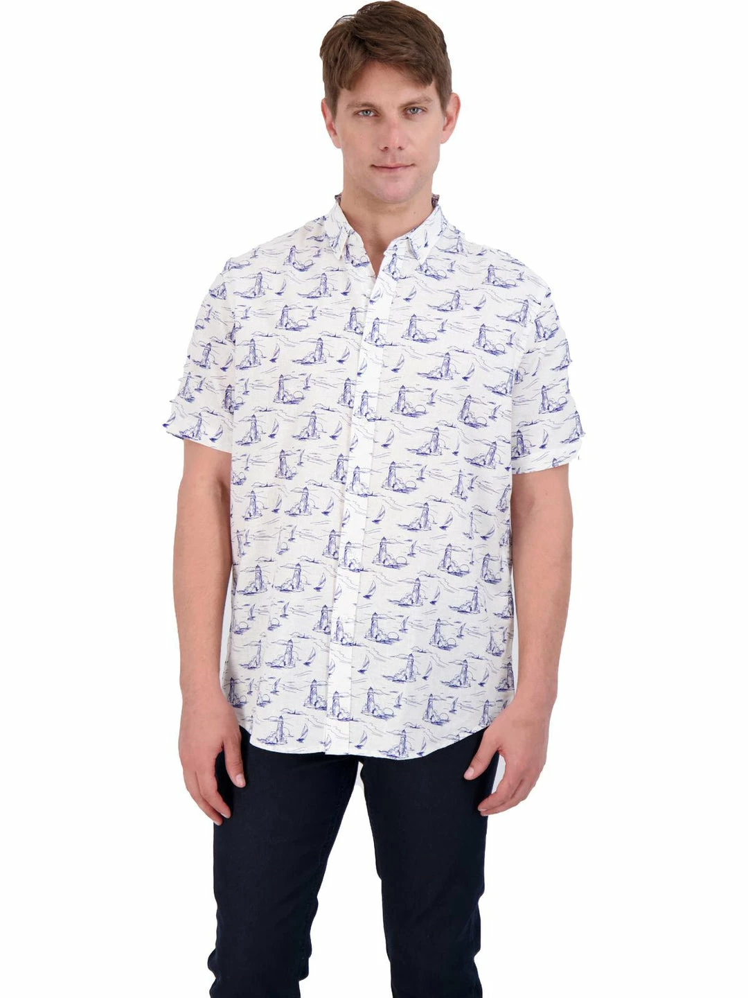 Club Room Mens Linen Blend Printed Button-Down Shirt 3 Club Room Mens Linen Blend Printed Button-Down Shirt