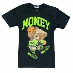 Retro Label Men'S 6S Electric Money Short Sleeve T Shirt in Black/Neon Green
