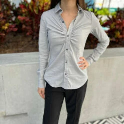 Lola & Sophie Button Down Blouse in Silver - women