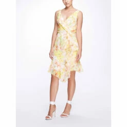 Marchesa Sleeveless Burnout Chiffon Wrap Dress - women
