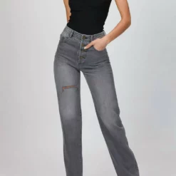 Zeynep Arcay Vintage Cut Denim Pants in Grey - women