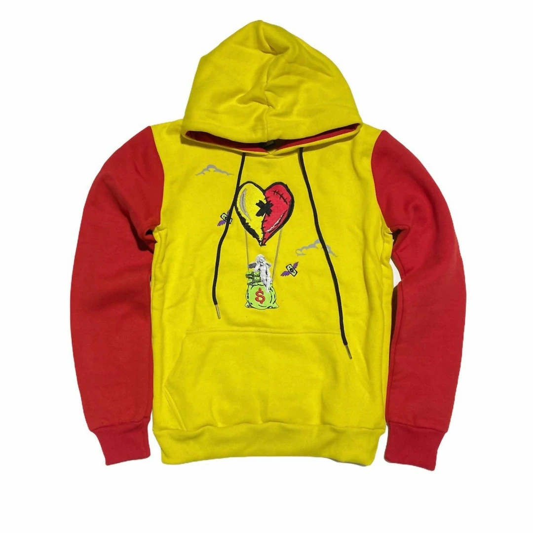 Retro Label Men'S 5S What The Air Hoodie in Yellow/Red 3 Retro Label Men'S 5S What The Air Hoodie in Yellow/Red