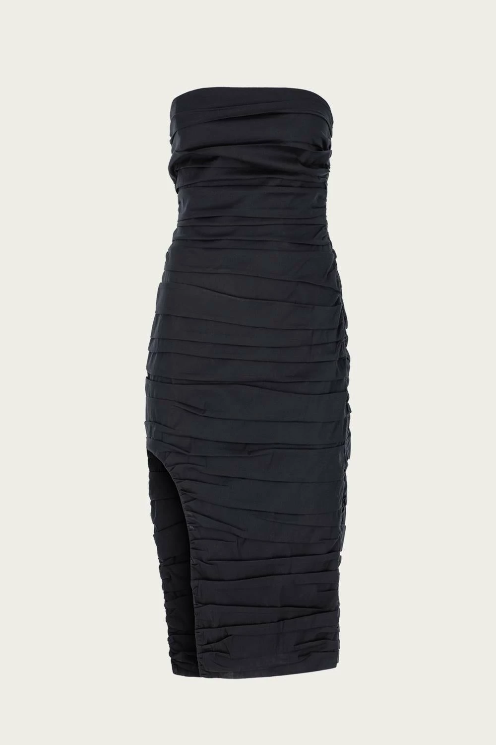 Zeynep Arcay Strapless Ruched Midi Dress in Black - women 4 Zeynep Arcay Strapless Ruched Midi Dress in Black - women - Image 2