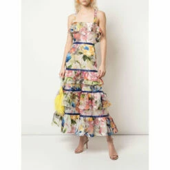 Marchesa Tiered Floral Print Dress - women