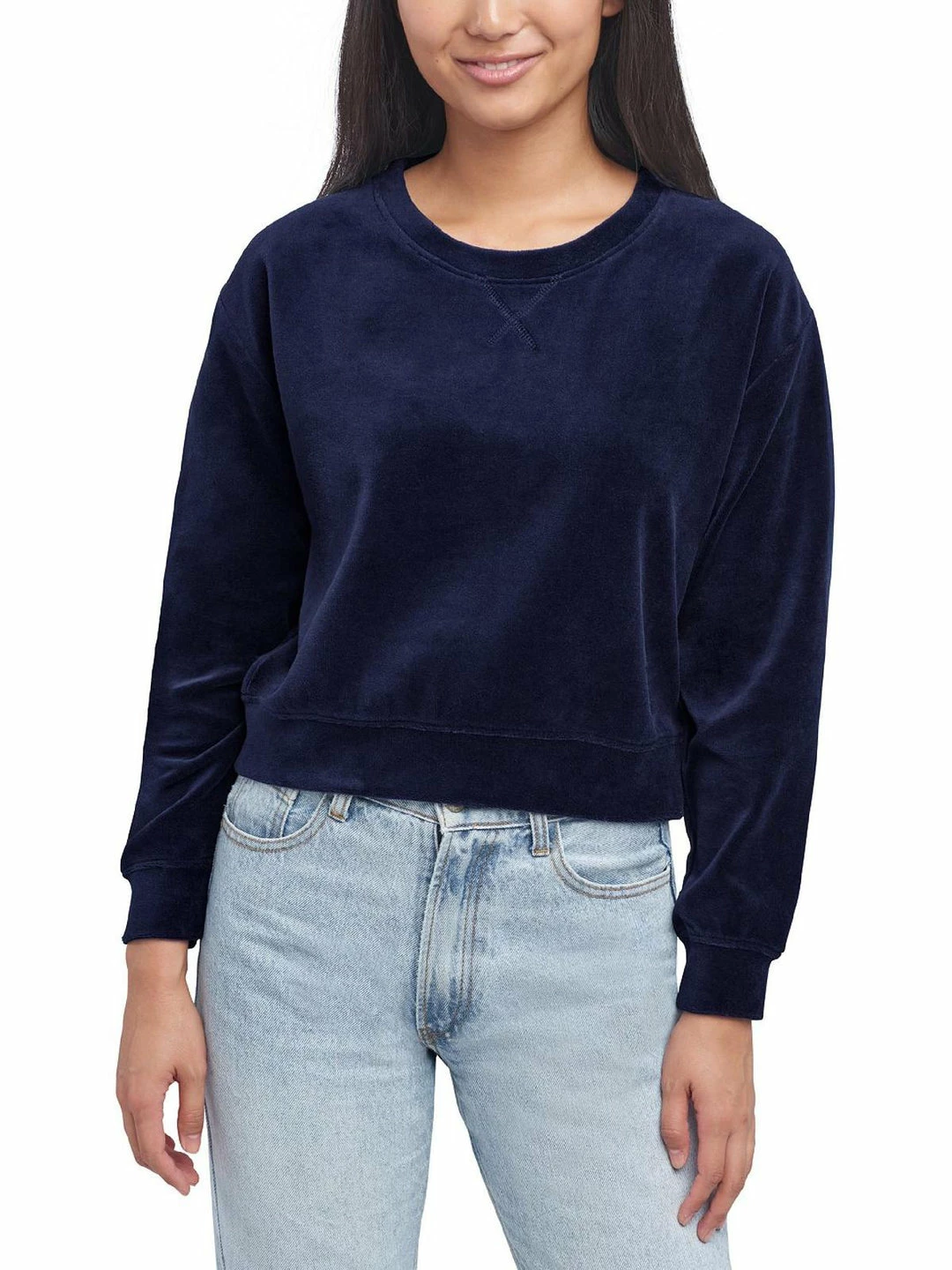 Sundown by Splendid Jada Womens Cropped Velour Sweatshirt 3 Sundown by Splendid Jada Womens Cropped Velour Sweatshirt