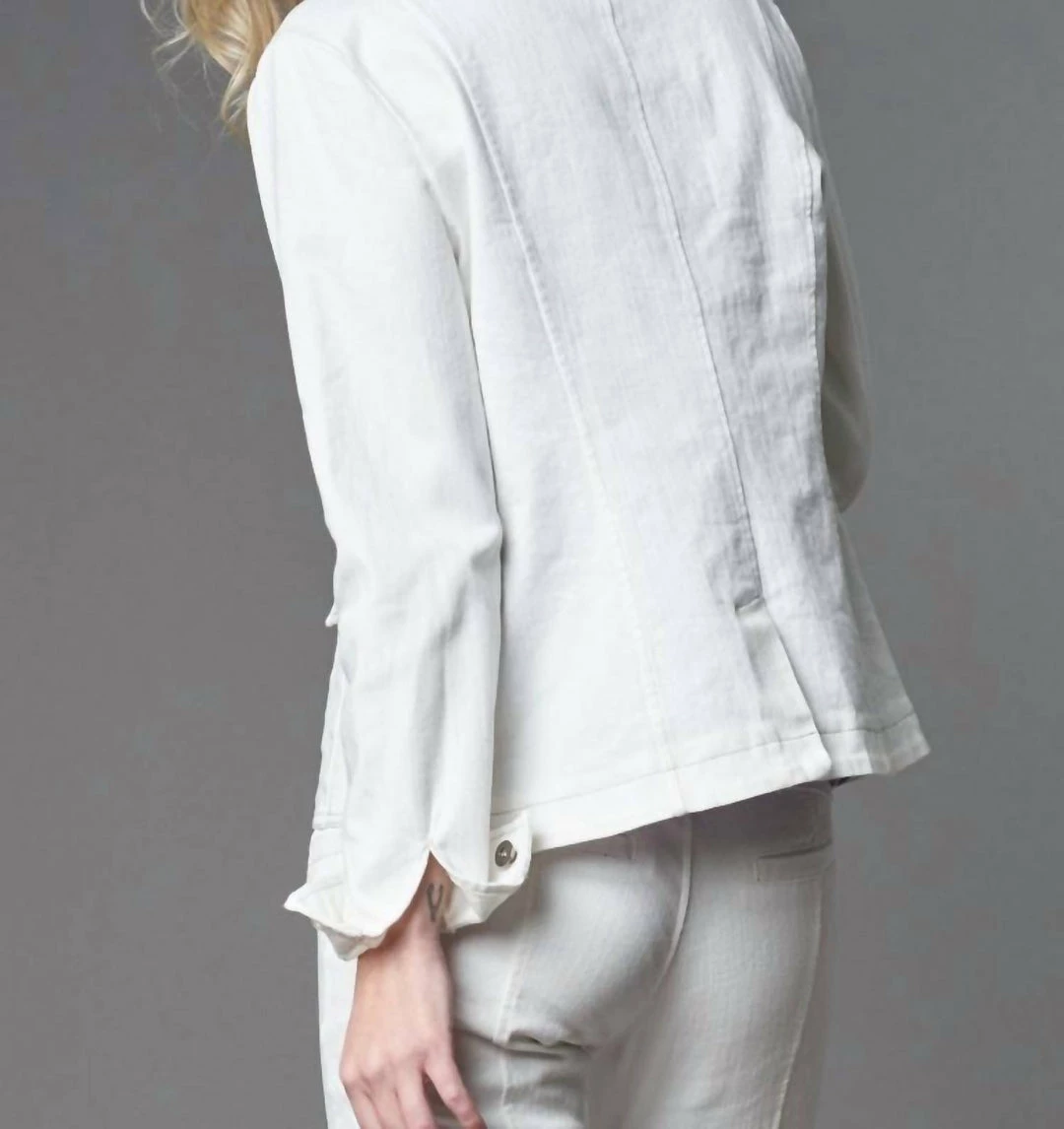 Lola & Sophie Stretch Twill Utility Jacket in White - women 4 Lola & Sophie Stretch Twill Utility Jacket in White - women - Image 2