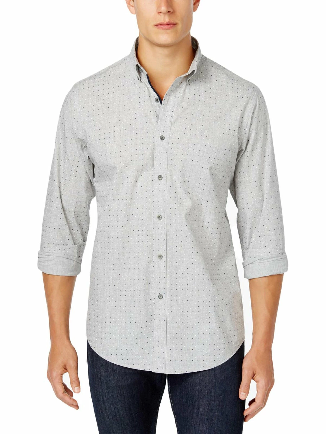 Club Room Mens Cotton Dot Casual Shirt 3 Club Room Mens Cotton Dot Casual Shirt