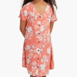 Roxy Girls Little Light Mini Dress in Shell Pink Sunburst Floral - kids