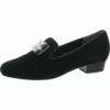 Ros Hommerson Womens Suede Embellished Smoking Loafers