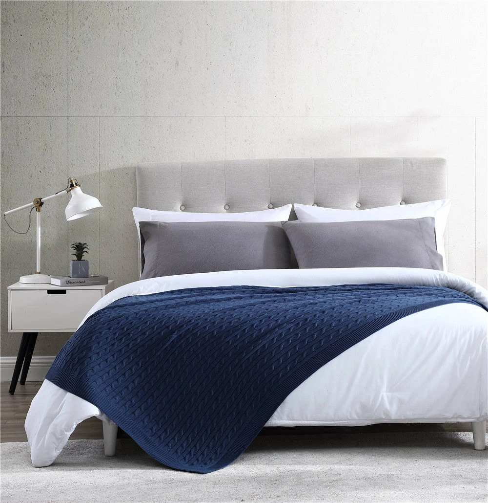 The Nesting Company Oak 100% Cotton Cable Knitted 50" x 70" Throw 4 The Nesting Company Oak 100% Cotton Cable Knitted 50" x 70" Throw - Image 2