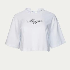 Msgm Open-Back Cropped T-Shirt in White - women