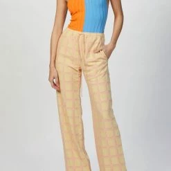 Msgm Two-Tone Halterneck Bodysuit in Orange/Blue - women