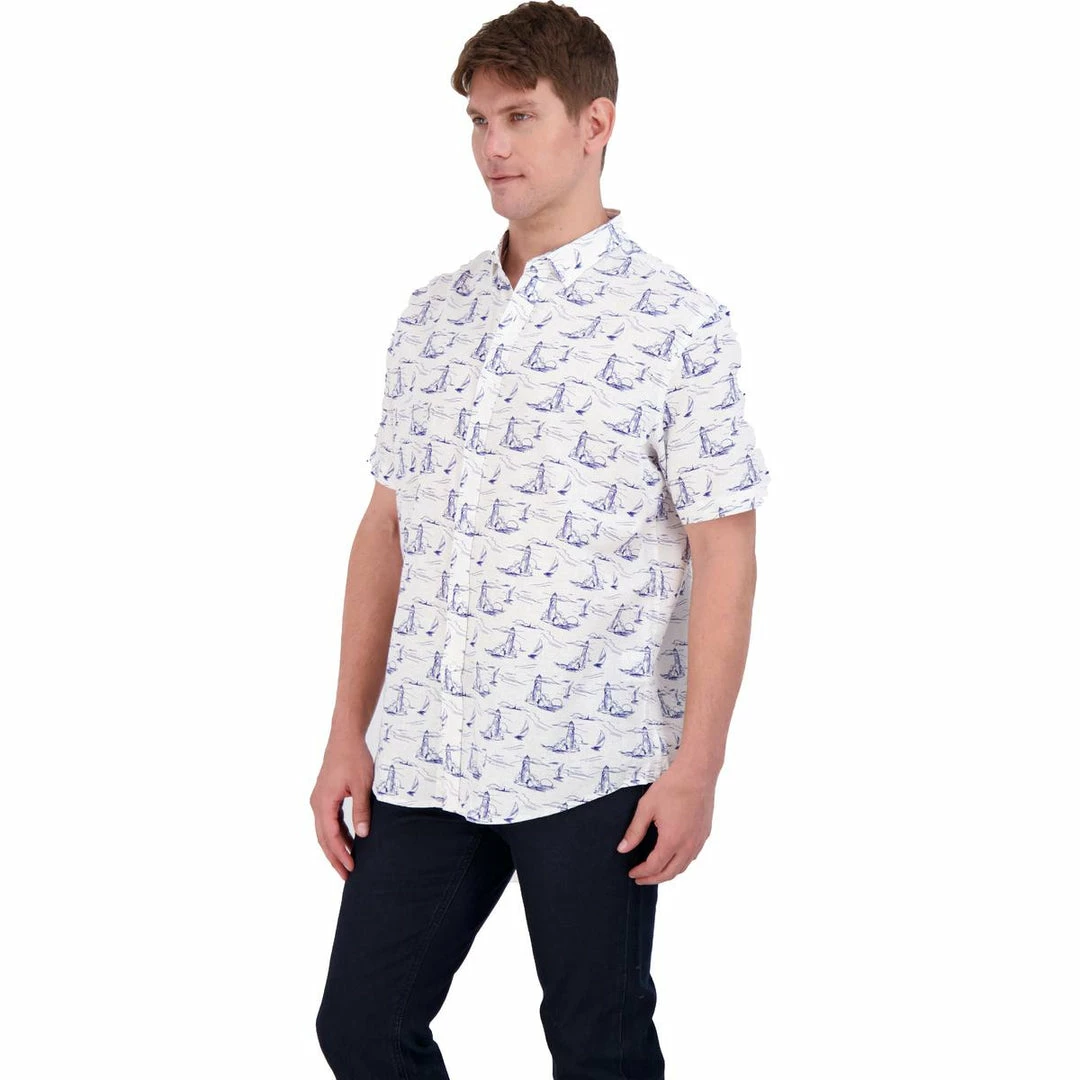 Club Room Mens Linen Blend Printed Button-Down Shirt 4 Club Room Mens Linen Blend Printed Button-Down Shirt - Image 2