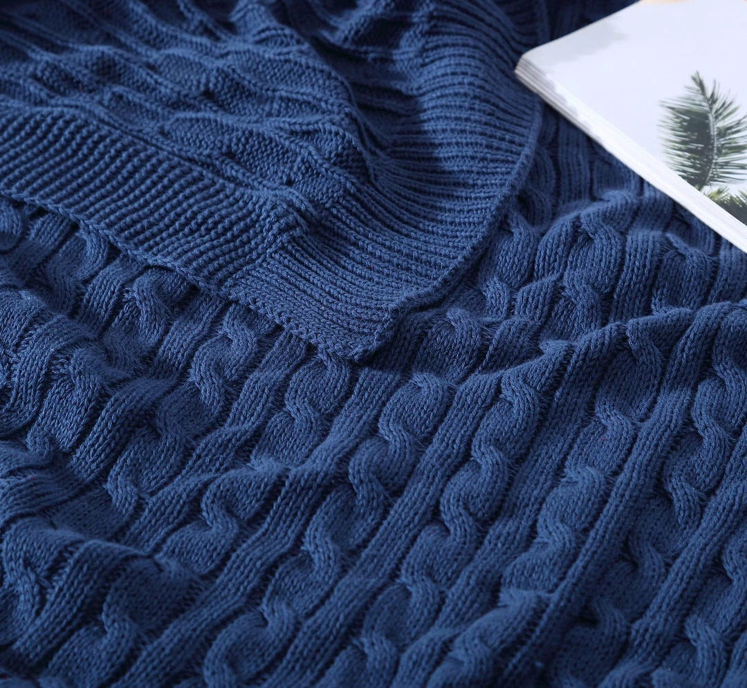 The Nesting Company Oak 100% Cotton Cable Knitted 50" x 70" Throw 5 The Nesting Company Oak 100% Cotton Cable Knitted 50" x 70" Throw - Image 3